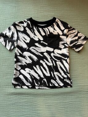 Little Bipsy Black & White Brushstroke Pocket Tee